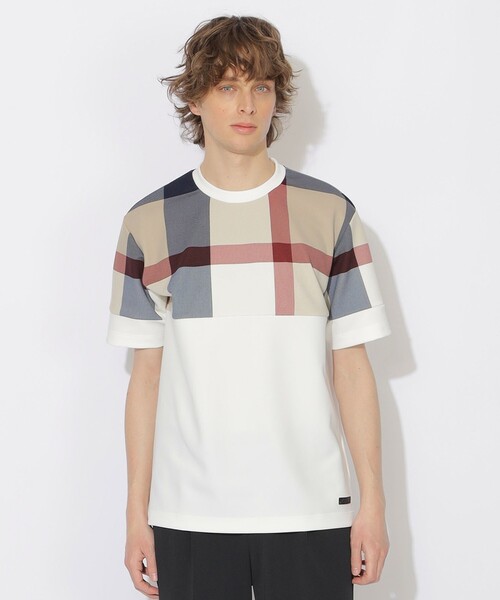 BLACK LABEL CRESTBRIDGE(ブラックレーベル・クレストブリッジ)の「【WEB・一部店舗限定】パネルクレストブリッジチェックTシャツ(Tシャツ/カットソー・メンズ・ブラック/オフホワイト・XL/L)」の2枚目の写真