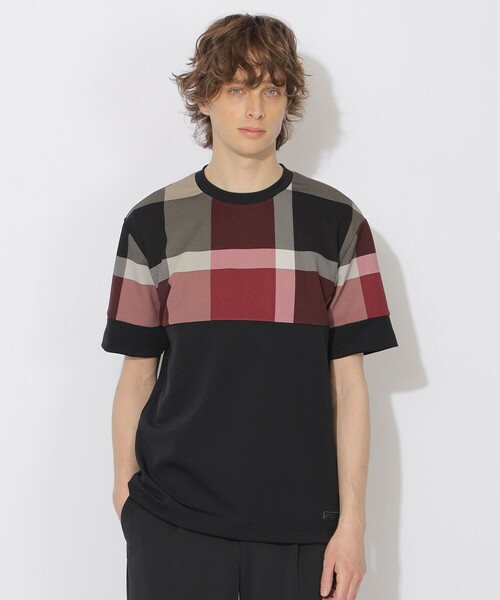 BLACK LABEL CRESTBRIDGE(ブラックレーベル・クレストブリッジ)の「【WEB・一部店舗限定】パネルクレストブリッジチェックTシャツ(Tシャツ/カットソー・メンズ・ブラック/オフホワイト・XL/L)」の1枚目の写真