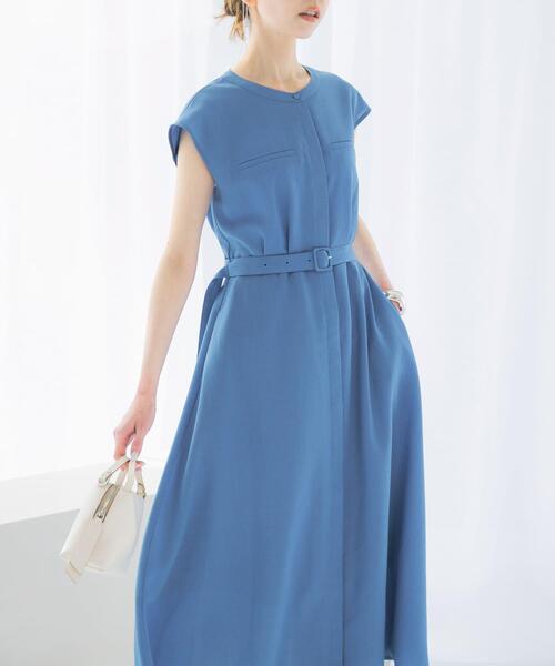 URBAN RESEARCH ROSSO WOMEN（アーバンリサーチ　ロッソ）の「『UR TECH DRYLUXE』ポケットデザインワンピース（ワンピース・レディース・ブルー/チャコールグレー/ライトベージュ・FREE）」の3枚目の写真