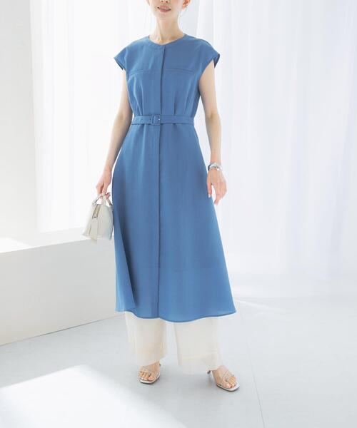 URBAN RESEARCH ROSSO WOMEN（アーバンリサーチ　ロッソ）の「『UR TECH DRYLUXE』ポケットデザインワンピース（ワンピース・レディース・ブルー/チャコールグレー/ライトベージュ・FREE）」の7枚目の写真