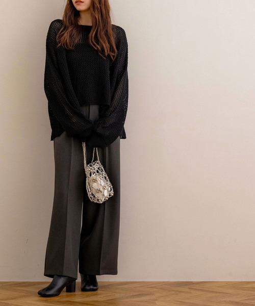 セール】【NOAHL】フィッシュテールメッシュニットトップス