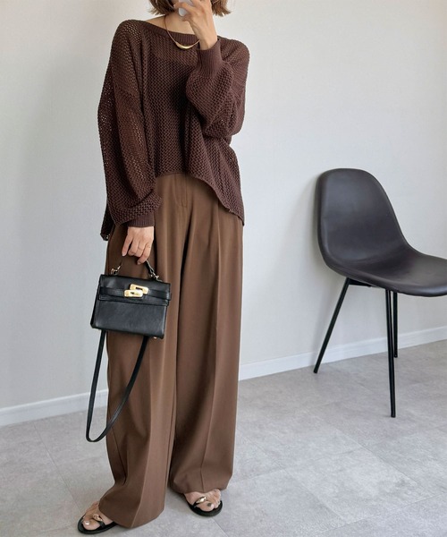 NOAHL(ノアル)の「【NOAHL】フィッシュテールメッシュニットトップス(ニット/セーター・レディース・ネイビー/グレー/ライトベージュ/ブラウン/ブラック・MT/M)」の17枚目の写真