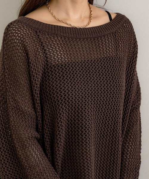 NOAHL(ノアル)の「【NOAHL】フィッシュテールメッシュニットトップス(ニット/セーター・レディース・ネイビー/グレー/ライトベージュ/ブラウン/ブラック・MT/M)」の18枚目の写真