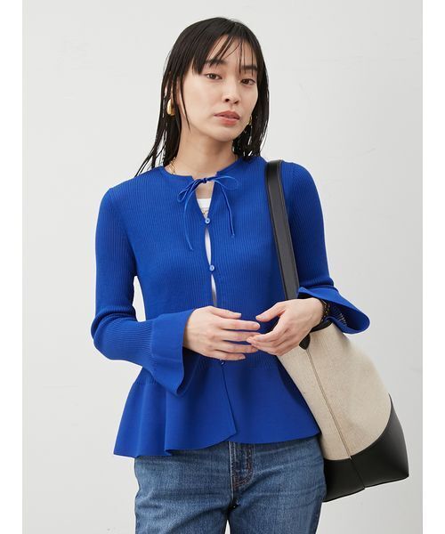 Mila Owen（ミラオーウェン）の「アメスリタンクリボンペプラムニットSET（ニット/セーター・レディース・ホワイト/ブルー/ブラック・0/1）」の10枚目の写真