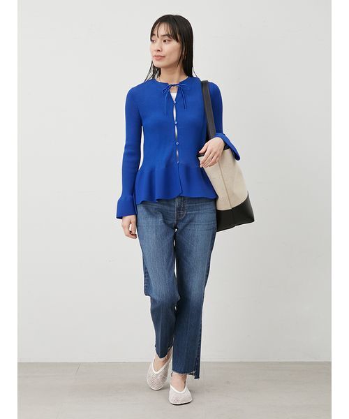 Mila Owen（ミラオーウェン）の「アメスリタンクリボンペプラムニットSET（ニット/セーター・レディース・ホワイト/ブルー/ブラック・0/1）」の4枚目の写真