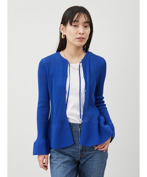 Mila Owen（ミラオーウェン）の「アメスリタンクリボンペプラムニットSET（ニット/セーター・レディース・ホワイト/ブルー/ブラック・0/1）」の5枚目の写真