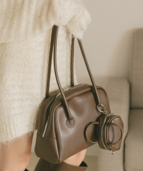 VANNIE U（ヴァニーユー）の「ロングハンドルミニポーチボストンバッグ（ショルダーバッグ・レディース・アイボリー/ブラック/ブラウン・FREE）」の14枚目の写真