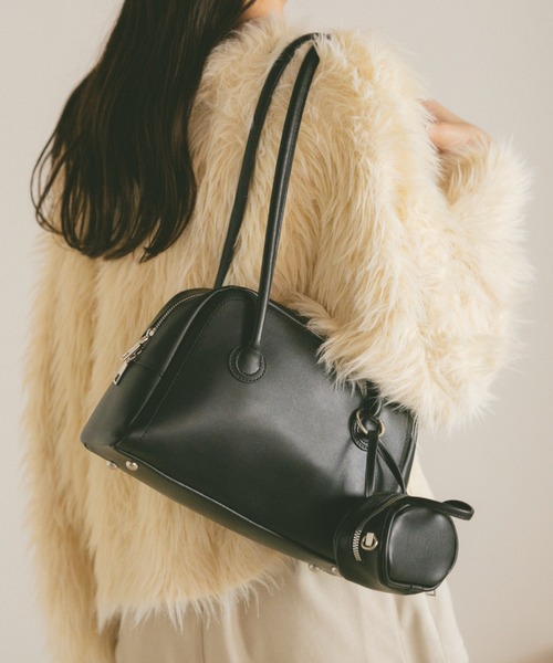 VANNIE U（ヴァニーユー）の「ロングハンドルミニポーチボストンバッグ（ショルダーバッグ・レディース・アイボリー/ブラック/ブラウン・FREE）」の22枚目の写真