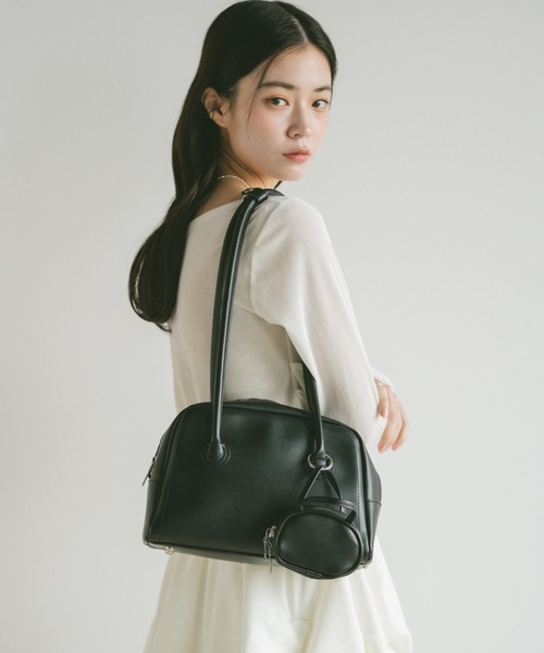 VANNIE U（ヴァニーユー）の「ロングハンドルミニポーチボストンバッグ（ショルダーバッグ・レディース・アイボリー/ブラック/ブラウン・FREE）」の13枚目の写真