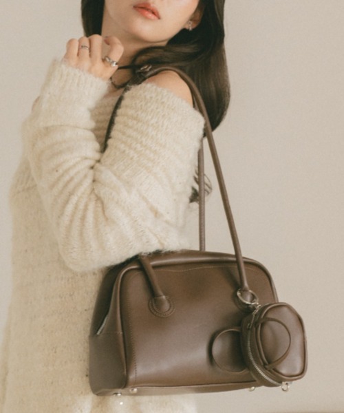 VANNIE U（ヴァニーユー）の「ロングハンドルミニポーチボストンバッグ（ショルダーバッグ・レディース・アイボリー/ブラック/ブラウン・FREE）」の21枚目の写真