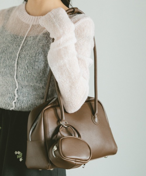 VANNIE U（ヴァニーユー）の「ロングハンドルミニポーチボストンバッグ（ショルダーバッグ・レディース・アイボリー/ブラック/ブラウン・FREE）」の19枚目の写真