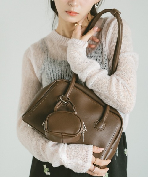 VANNIE U（ヴァニーユー）の「ロングハンドルミニポーチボストンバッグ（ショルダーバッグ・レディース・アイボリー/ブラック/ブラウン・FREE）」の18枚目の写真