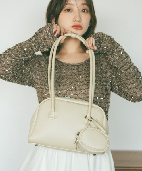 ▪️アンティーク▪️とても可愛らしいハンドヴェルク 38cm ロングハンドルミニポーチボストンバッグ（ショルダーバッグ