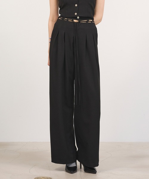 Nora Lily elle(ノラリリーエル)の「【Nora Lily】「elle」High & Low 2way Rise Pants(その他パンツ・レディース・ブラック/ヘザーグレー・FREE)」の2枚目の写真