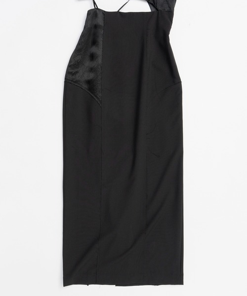 ブラックスリップドレス カットアウトデザイン ランダムカットアウトドレス / Random Cut-out Dress（ドレス