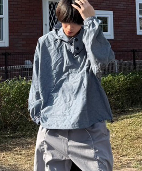 NO NEED(ノーニード)の「【 NO NEED by 215ot_ 】シャンブレーアノラック(シャツ/ブラウス・メンズ・サックスブルー/ブルーグレー/チャコール・フリー)」の16枚目の写真