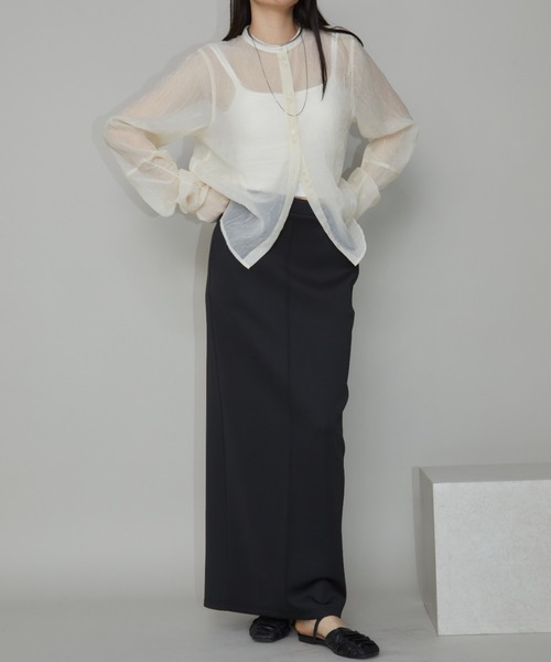 Aunt Marie's(アントマリーズ)の「バンドカラー袖シャーリングシアートップス(シャツ/ブラウス・レディース・アイボリー/ブラック/グリーン・FREE)」の10枚目の写真