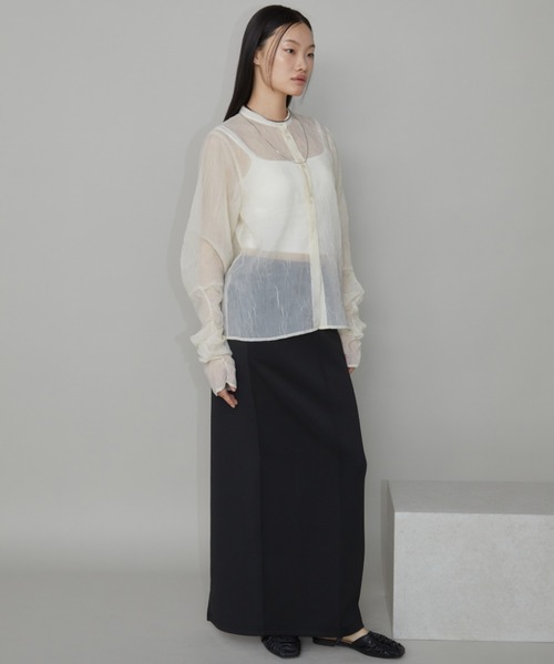 Aunt Marie's(アントマリーズ)の「バンドカラー袖シャーリングシアートップス(シャツ/ブラウス・レディース・アイボリー/ブラック/グリーン・FREE)」の12枚目の写真