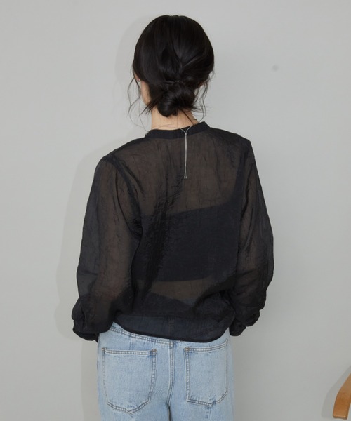 Aunt Marie's(アントマリーズ)の「バンドカラー袖シャーリングシアートップス(シャツ/ブラウス・レディース・アイボリー/ブラック/グリーン・FREE)」の17枚目の写真