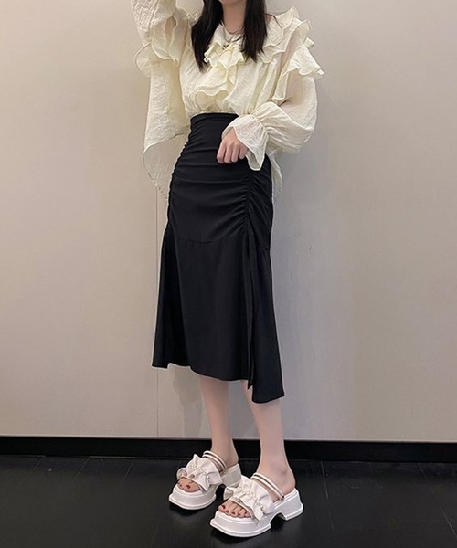 Lace Ladies(レースレディース)の「2WAY フリル パール アンクルストラップ 厚底 サンダル(サンダル・レディース・アイボリー/ブラック・25cm/24.5cm/24cm/23.5cm/23cm/22.5cm)」の10枚目の写真