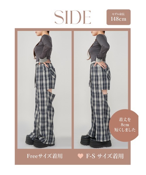 新品タグ付 ダーリッチ ドッキングチェックルーズパンツ ネイビー セール】ドッキングチェックルーズパンツ（その他パンツ