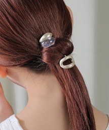 voov | 2set クリア × メタル ニュアンス オーバル マット ミニヘアカフ(その他ヘアアクセサリー)