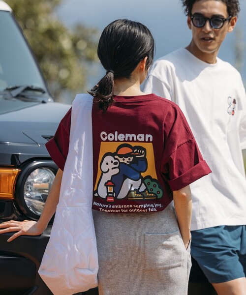 COLEMAN（コールマン）の「Coleman/コールマン Coleman×matsui×FREAK'S STORE 別注 コールマン matsui hug Ⅱ SS TEE バックプリント クルーネック 半袖T（Tシャツ/カットソー・メンズ・ホワイト/ワインレッド/チャコールグレー/ライトグレー・MEDIUM/SMALL/LARGE）」の4枚目の写真