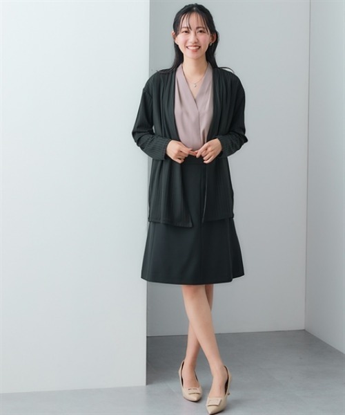 7days Life Styling(セブンデイズライフスタイリング)の「シャドーストライプカットソートッパーカーディガン(カーディガン/ボレロ・レディース・ネイビー/グレー/ブラック・M/L/LL/3L)」の4枚目の写真