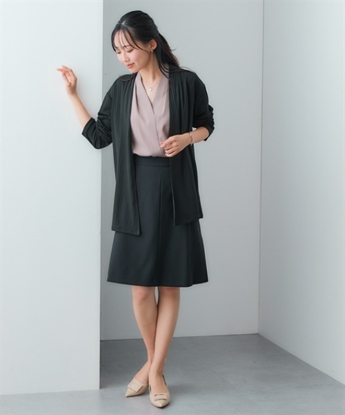 7days Life Styling(セブンデイズライフスタイリング)の「シャドーストライプカットソートッパーカーディガン(カーディガン/ボレロ・レディース・ネイビー/グレー/ブラック・M/L/LL/3L)」の5枚目の写真