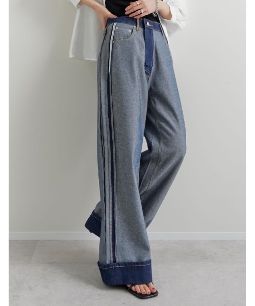 Re:EDIT（リエディ）の「[リニューアル][低身長/高身長サイズ有]ワイドストレートリバースデニムパンツ（デニムパンツ・レディース・ブルー系その他/グレー/ブルー/ネイビー・SHORT/SMALL/MEDIUM/TALL/LARGE/AM）」の21枚目の写真