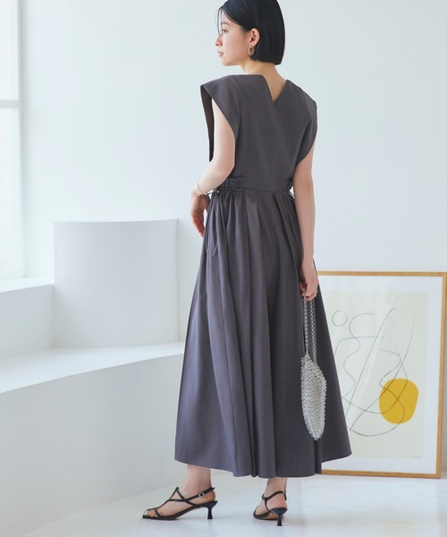 RUIRUE BOUTIQUE(ルイルエブティック)の「洗える ストレッチ | ウエスト ドロスト ワイド オールインワン | レディース おしゃれ きれいめ リゾート 休日コーデ 体型カバー ワイドパンツ(つなぎ/オールインワン・レディース・チャコールグレー/ブラック/ネイビー・LL/S/M/L)」の7枚目の写真