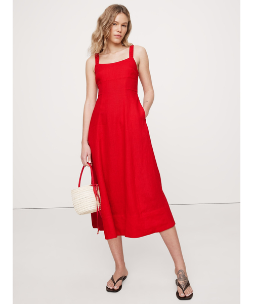 Banana Republic Pauline リネンミディドレスワンピース Banana Republic（バナナリパブリック）の「Pauline リネン