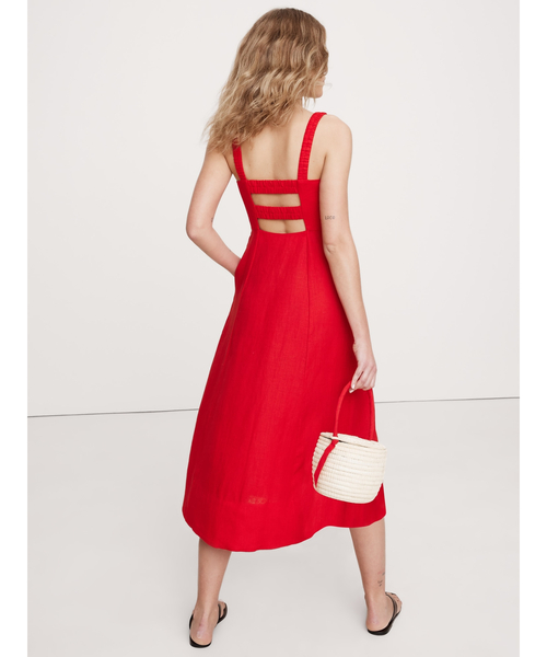 Banana Republic（バナナリパブリック）の「リネン スクエアネック ミディドレス（ワンピース・レディース・レッド/イエロー・0/6/4/2/8）」の7枚目の写真