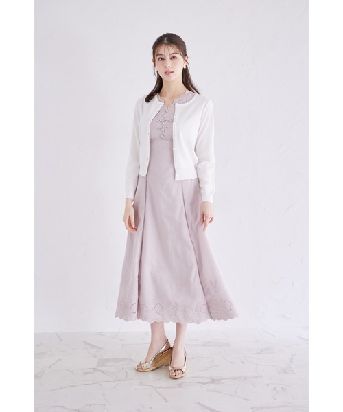 tocco closet（トッコ　クローゼット）の「プチフラワー釦カーディガン（カーディガン/ボレロ・レディース・ブラック/サックスブルー/オフホワイト/ピンク・M）」の5枚目の写真