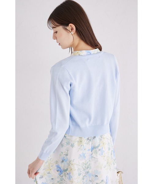 tocco closet（トッコ　クローゼット）の「プチフラワー釦カーディガン（カーディガン/ボレロ・レディース・ブラック/サックスブルー/オフホワイト/ピンク・M）」の20枚目の写真