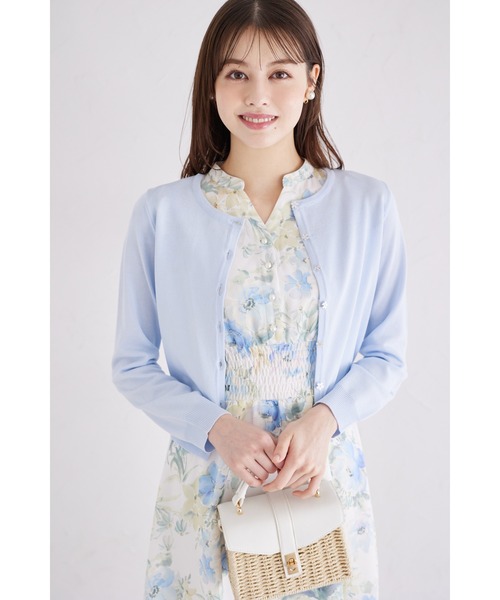 tocco closet（トッコ　クローゼット）の「プチフラワー釦カーディガン（カーディガン/ボレロ・レディース・ブラック/サックスブルー/オフホワイト/ピンク・M）」の19枚目の写真