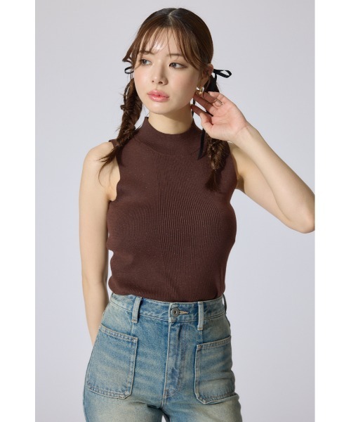セール】ウォッシャブルリブタンクトップ 夏服 サマーニット