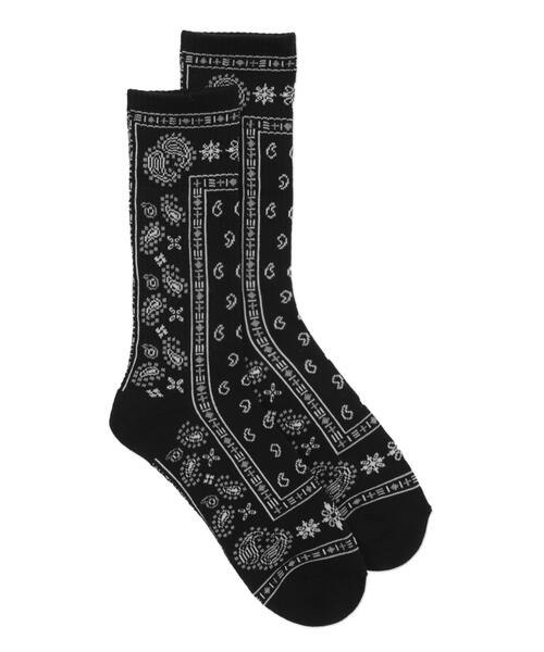 WEGO（ウィゴー）の「WEGO/ペイズリーソックス（ソックス/靴下・メンズ・ブラック/ホワイト・25-27CM）」の4枚目の写真