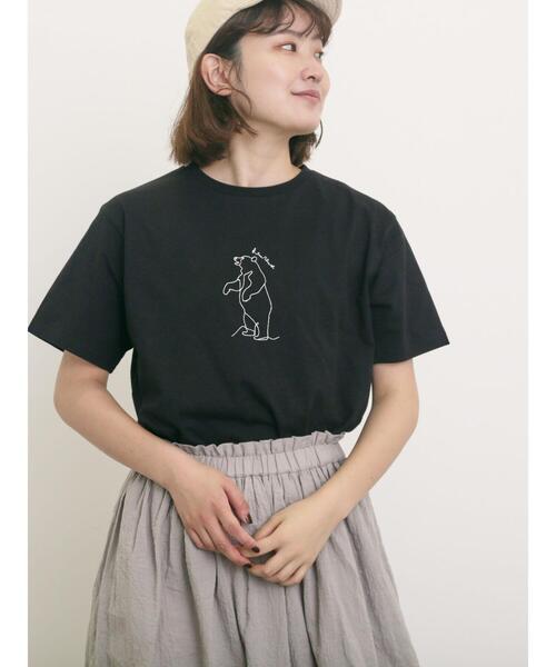 Samansa Mos2（サマンサ モスモス）の「◎アニマル刺繍Tシャツ（Tシャツ/カットソー・レディース・オフホワイト/ブルー/ブラック・F）」の3枚目の写真