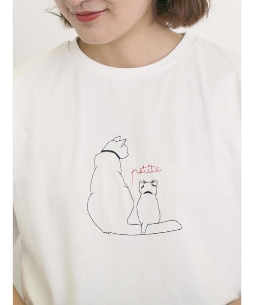 Samansa Mos2（サマンサ モスモス）の「◎アニマル刺繍Tシャツ（Tシャツ/カットソー・レディース・オフホワイト/ブルー/ブラック・F）」の5枚目の写真