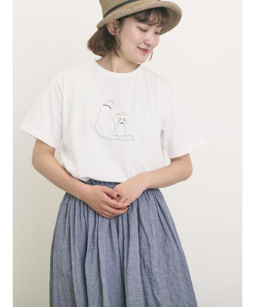 Samansa Mos2（サマンサ モスモス）の「◎アニマル刺繍Tシャツ（Tシャツ/カットソー・レディース・オフホワイト/ブルー/ブラック・F）」の7枚目の写真