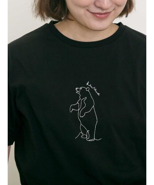 Samansa Mos2（サマンサ モスモス）の「◎アニマル刺繍Tシャツ（Tシャツ/カットソー・レディース・オフホワイト/ブルー/ブラック・F）」の13枚目の写真