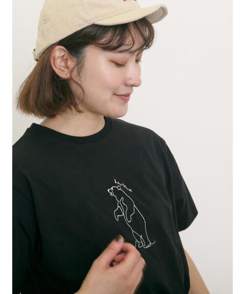 Samansa Mos2（サマンサ モスモス）の「◎アニマル刺繍Tシャツ（Tシャツ/カットソー・レディース・オフホワイト/ブルー/ブラック・F）」の14枚目の写真