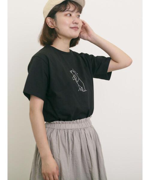 Samansa Mos2（サマンサ モスモス）の「◎アニマル刺繍Tシャツ（Tシャツ/カットソー・レディース・オフホワイト/ブルー/ブラック・F）」の15枚目の写真