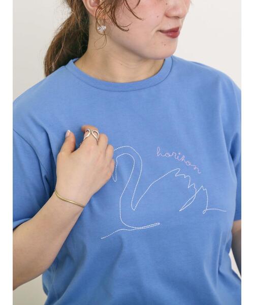 Samansa Mos2（サマンサ モスモス）の「◎アニマル刺繍Tシャツ（Tシャツ/カットソー・レディース・オフホワイト/ブルー/ブラック・F）」の19枚目の写真