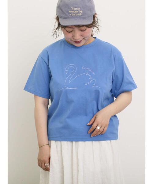 Samansa Mos2（サマンサ モスモス）の「◎アニマル刺繍Tシャツ（Tシャツ/カットソー・レディース・オフホワイト/ブルー/ブラック・F）」の21枚目の写真