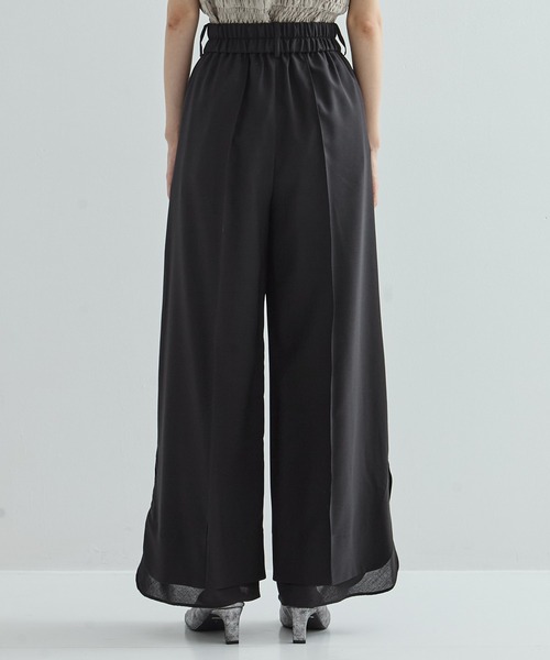 STUDIOUS（ステュディオス）の「【STUDIOUS/ステュディオス】Sheer Layered Trousers/シアーレイヤードトラウザー/スラックス（スラックス・レディース・ブラック/ライトベージュ・1/2）」の4枚目の写真