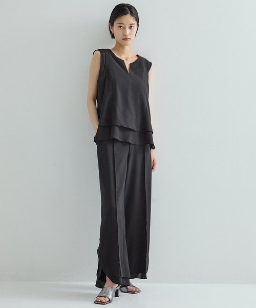STUDIOUS（ステュディオス）の「【STUDIOUS/ステュディオス】Sheer Layered Trousers/シアーレイヤードトラウザー/スラックス（スラックス・レディース・ブラック/ライトベージュ・1/2）」の9枚目の写真