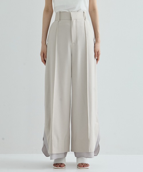 STUDIOUS（ステュディオス）の「【STUDIOUS/ステュディオス】Sheer Layered Trousers/シアーレイヤードトラウザー/スラックス（スラックス・レディース・ブラック/ライトベージュ・1/2）」の16枚目の写真