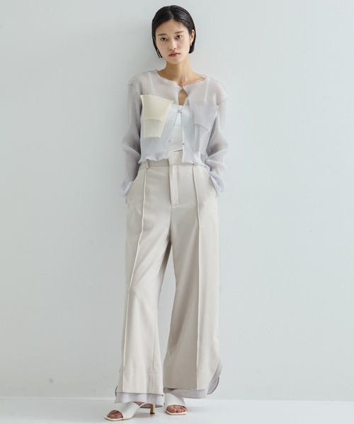 STUDIOUS（ステュディオス）の「【STUDIOUS/ステュディオス】Sheer Layered Trousers/シアーレイヤードトラウザー/スラックス（スラックス・レディース・ブラック/ライトベージュ・1/2）」の19枚目の写真